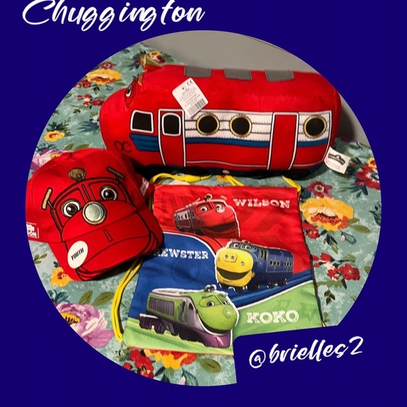 🎒 New Chuggington Wilson String Backpack, Plush Train & Hat, Red - Gift Set - Picture 1 of 6
